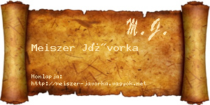 Meiszer Jávorka névjegykártya